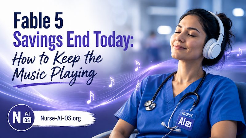 Fable 5 Savings End Today: How to Keep the Music Playing — a nurse in blue scrubs relaxes with headphones on